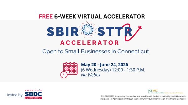 Promotional imaged for CTSBDC's SBIR/STTR Accelerator