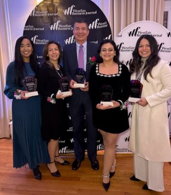 Left to right: Lucelly Espinal, M&T Bank; Diana Merchan, Greenwich Country Day School; Nelson Merchan, CTSBDC; Andrea Torres Fodor, Newtown Savings Bank; Marifer Rodriguez, Zamfer Group