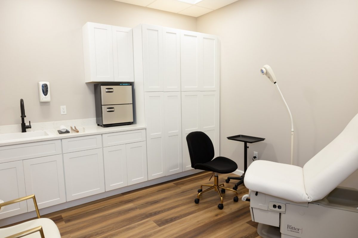 A clean, new  examination room at The Modern Woman Health & Wellness