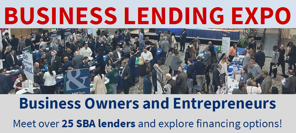 a picture of a crowd promoting the business lending expo