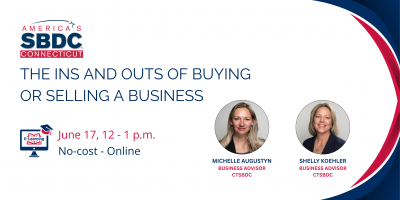 A promotional image for the June 17 webinar about buying and selling a business