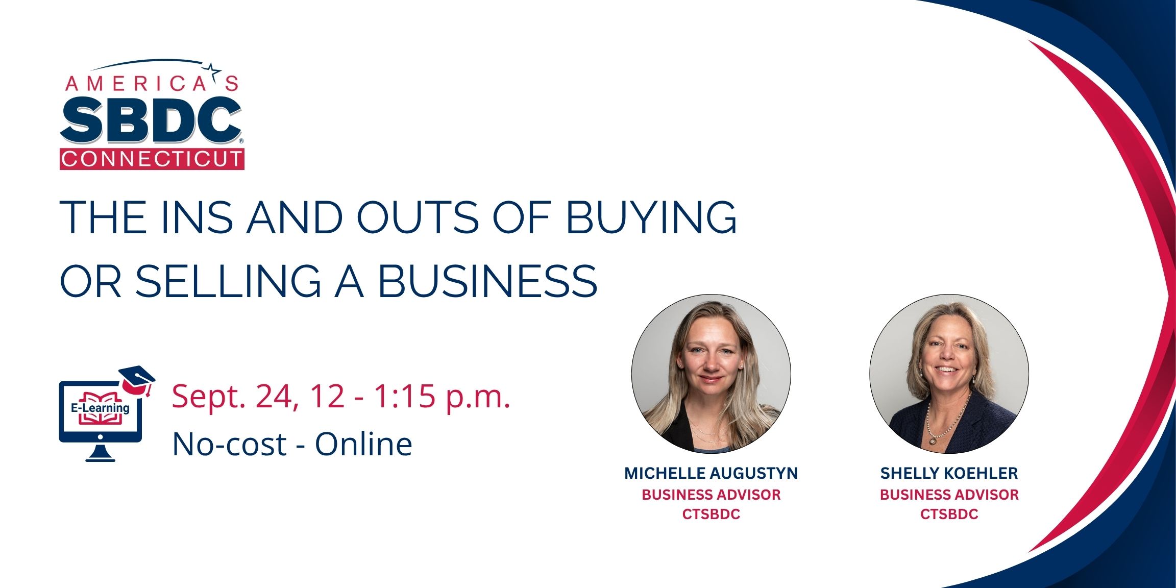promotional image for "the ins and Outs of Buying & Selling a Business" workshop on September 24