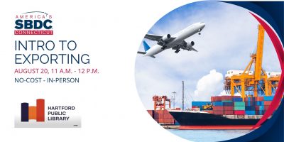 A promotional image for August 20th Intro to Exporting workshop