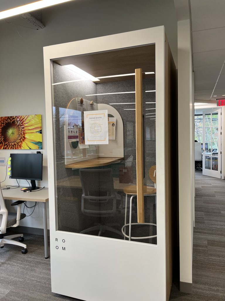 A telephone booth in the HAYVN coworking space