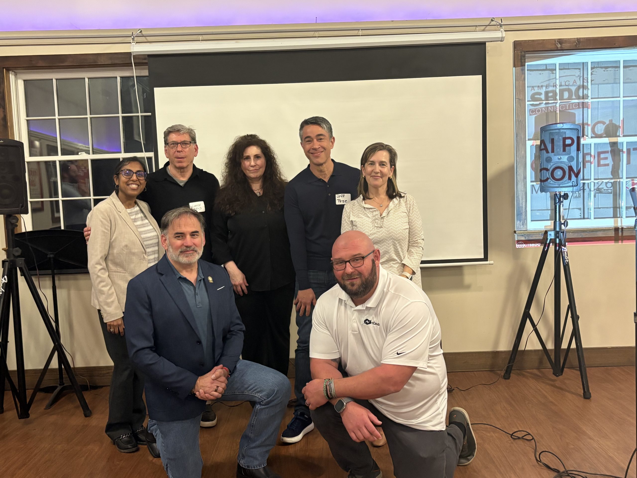 The winners and judges from the CTSBDC AI Pitch Competition