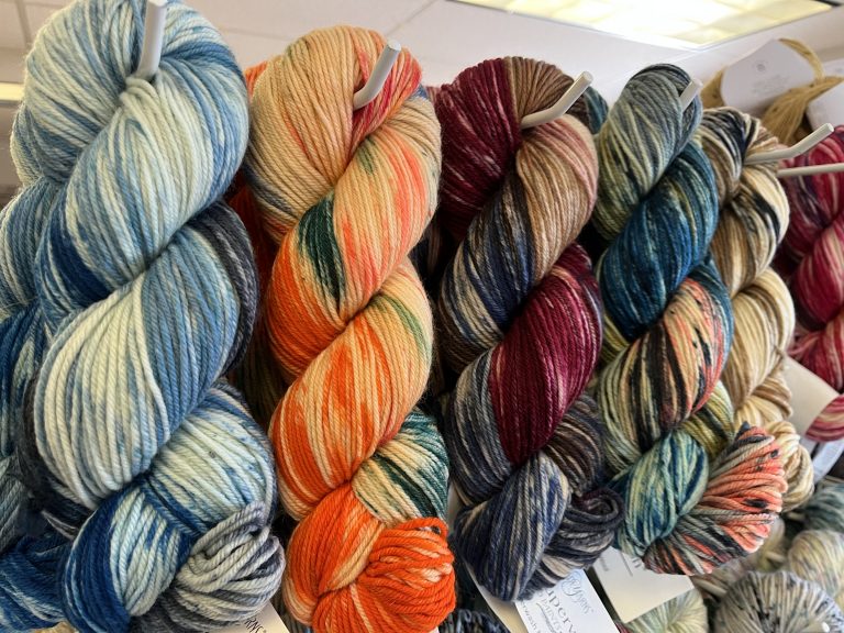 A basket of colorful yarn 