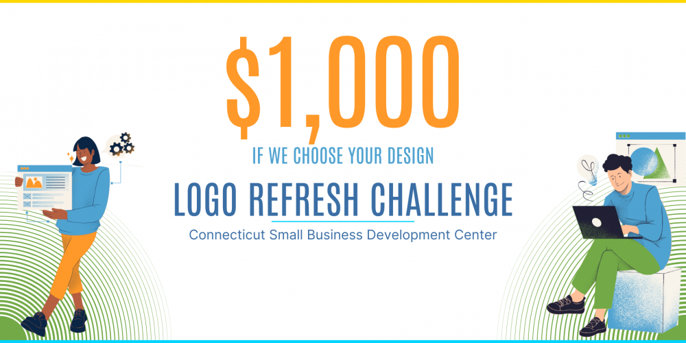 Promotional image for the CTSBDC Logo Refresh Challenge indicating the $1,000 prize if a design is chosen.