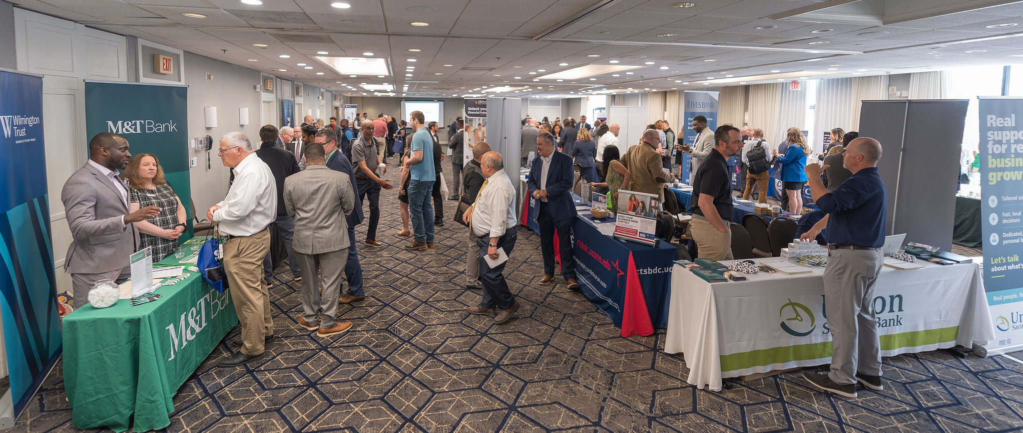 A picture of many people mingling at a SBA Small Business Lender Expo
