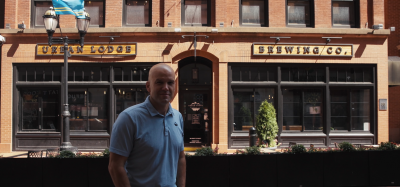Michael Gerrity, co-founder of Urban Lodge Brewing, in front of the Pratt Street Location